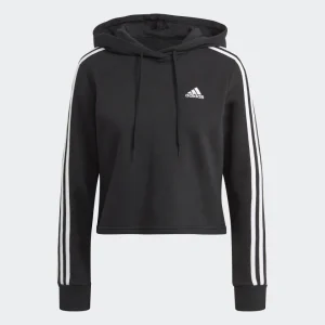 ADIDAS-F-CHANDAIL À CAPUCHE ESSENTIALS 3 STRIPES CROPPED HOODIE