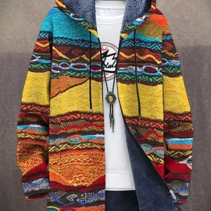 Veste Fleece Homme | Motif Boho Moderne et Confort Douillet