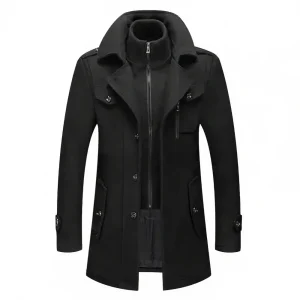 Spencer | Manteau Femme Hiver Long Élégant | Col Double, Fermeture Zip & Boutons