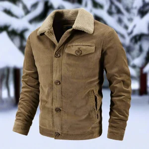 Pemberton | Veste Homme en Velours Côtelé, Col Chale Shearling, Boutons et Poches