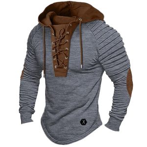 Julien | Pull à Capuche Homme Bicolore avec Lacet au Col | Style Streetwear Moderne